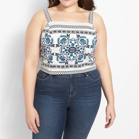 NWT Lane Bryant Square Neck Floral Bodice Crop Top Plus Sz 26/28 - Picture 11 of 11